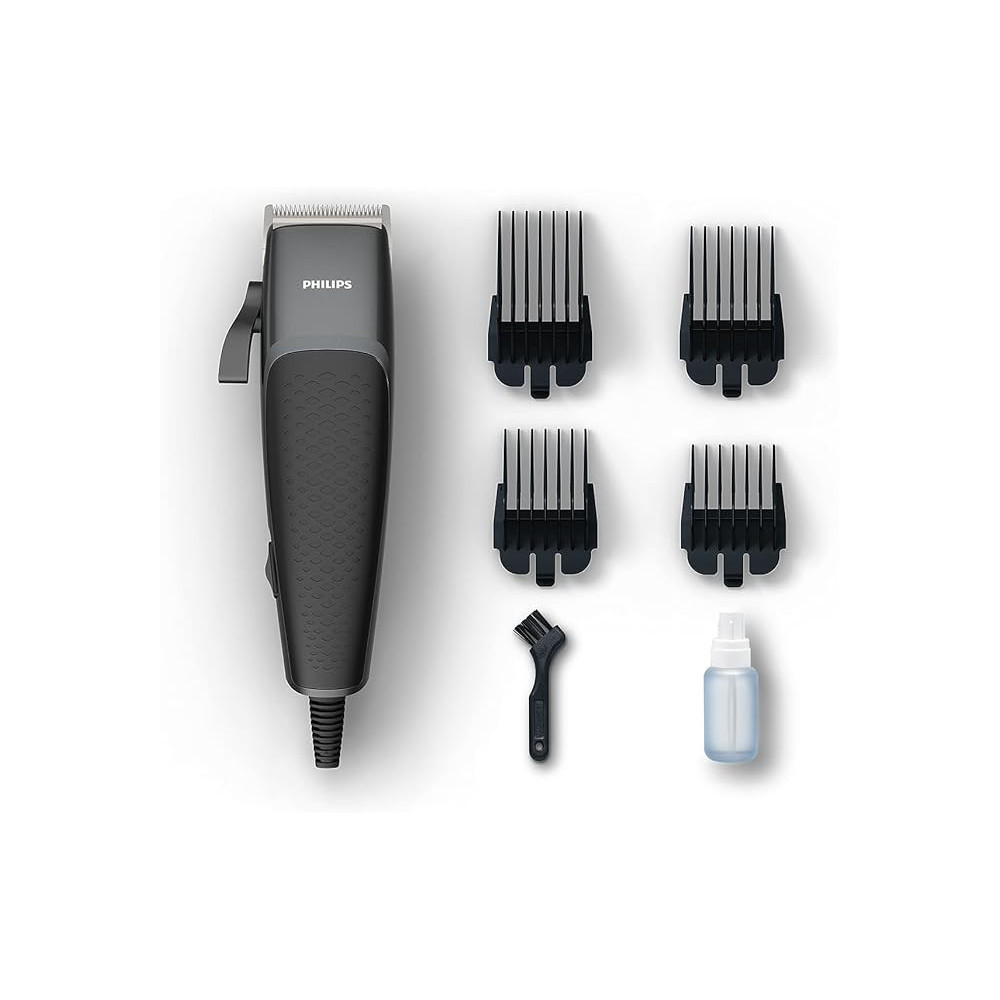 Philips 3000 Series Steel Blades Hair clipper With 2.4M Cord And 4 Click On Combs, Black/Grey, HC3100/13