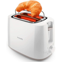 Philips 900W Daily Collection Toaster With Compact Design And Bun Warming Rack, White, HD2581/01