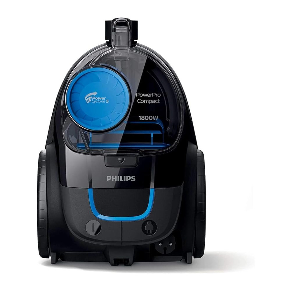 Philips Bagless Power Pro Compact Vacuum Cleaner 1800W With 1.5L Dust Capacity And Washable Filter, Deep Black, FC9350/62