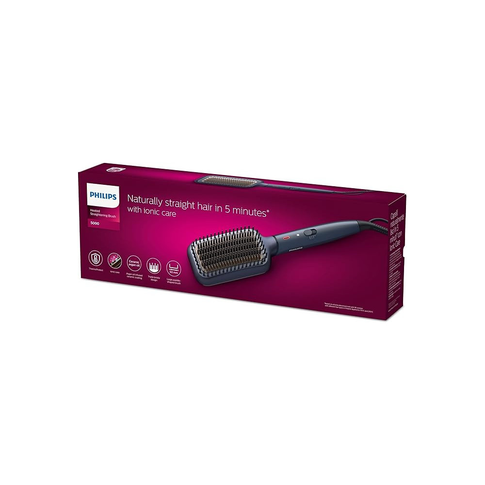 Philips Heated Straightening Brush With 3 Temperature Settings, Purple/Black, BHH885/03