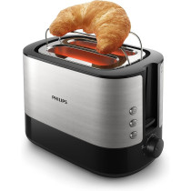 Philips Viva Collection Toaster With Built in Bun Warmer And Auto Off, Grey/Black, HD2637/91