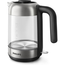 Philips Series 5000 Glass Kettle 2200W With 1.7L Water Capacity And Removable Lid, Silver/Black, HD9339/81