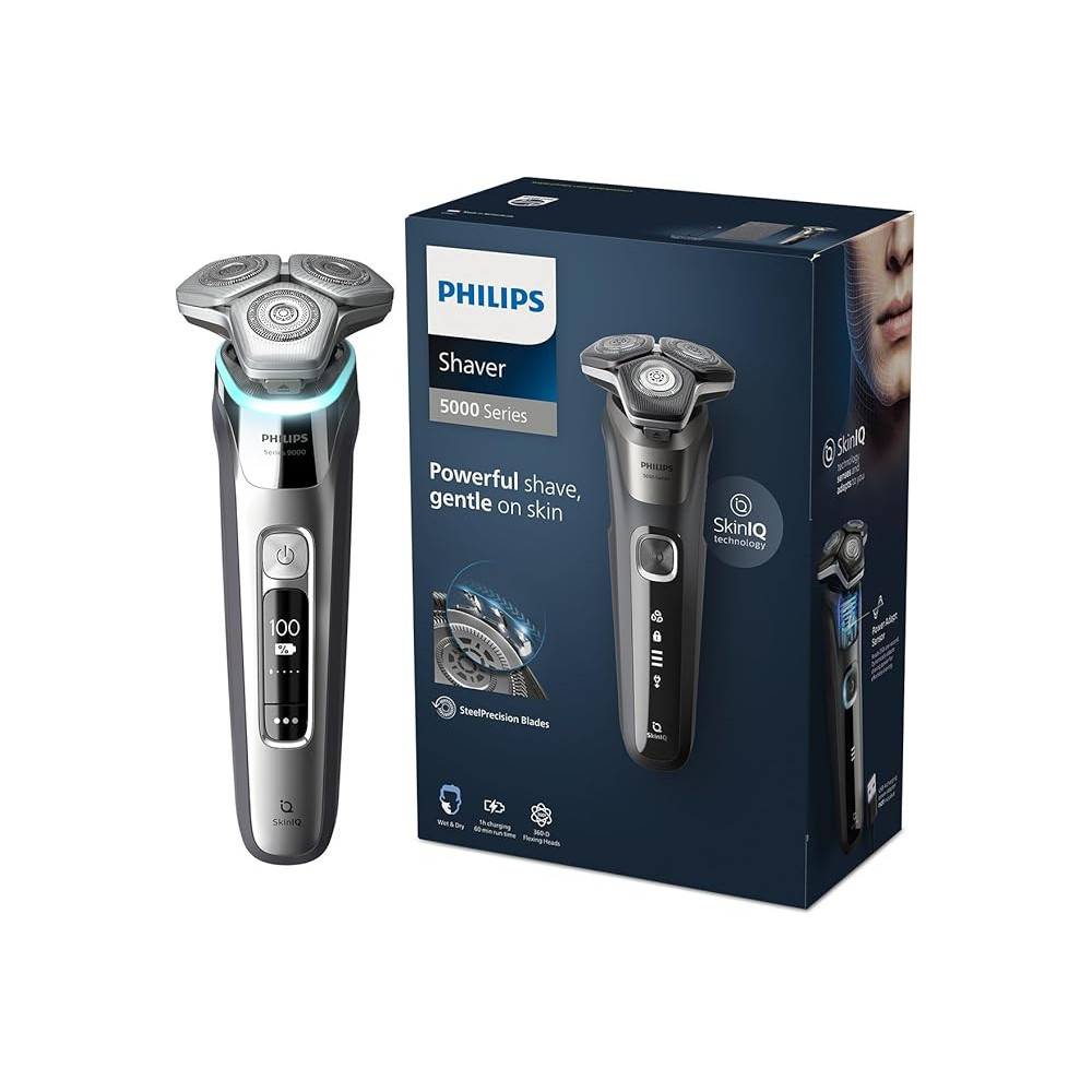 Philips 5000 Series Wet and Dry Electric Shaver And Soft Pouch, Silver, S5887/10