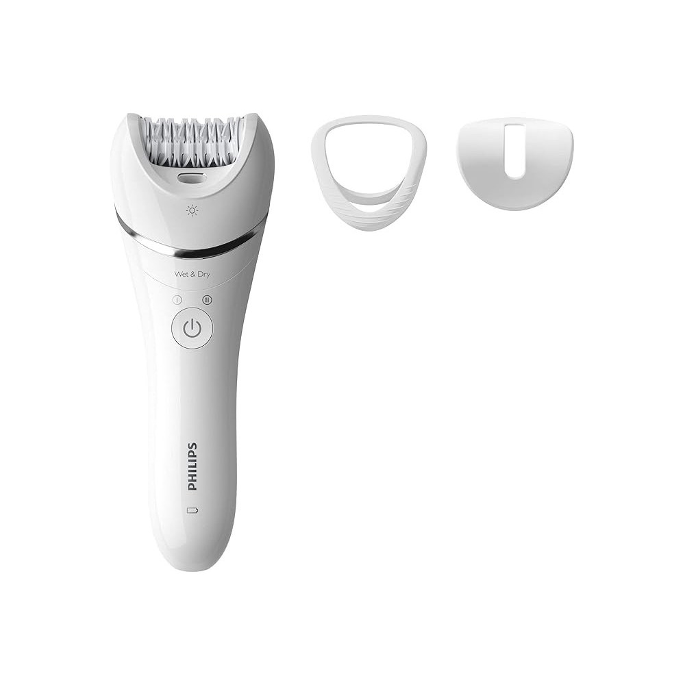 Philips 8000 Series Wet And Dry Epilator With Extra Wide Head, White, BRE700/01