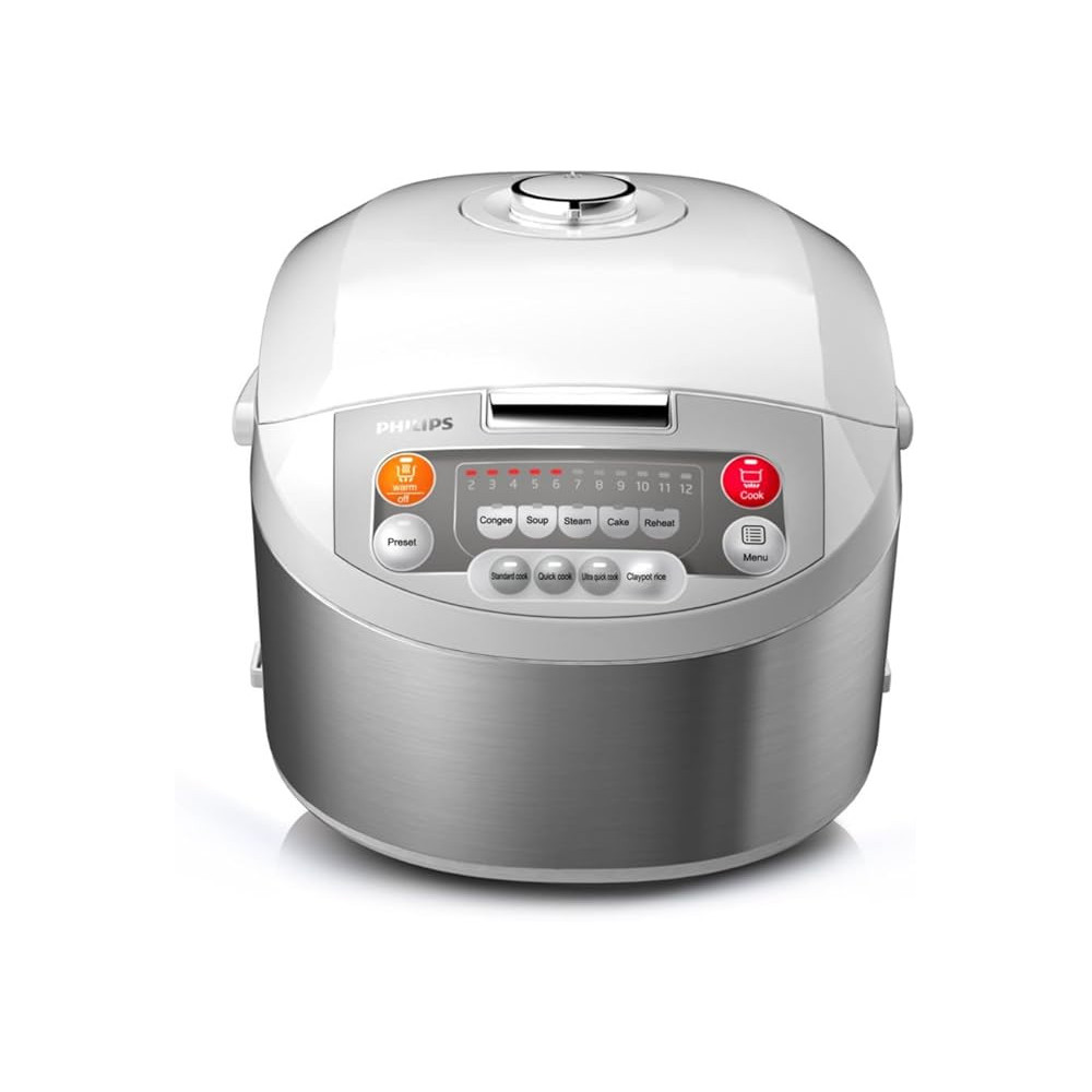 Philips Viva Collection Fuzzy Logic Rice Cooker 980W, Silver, HD3038/56