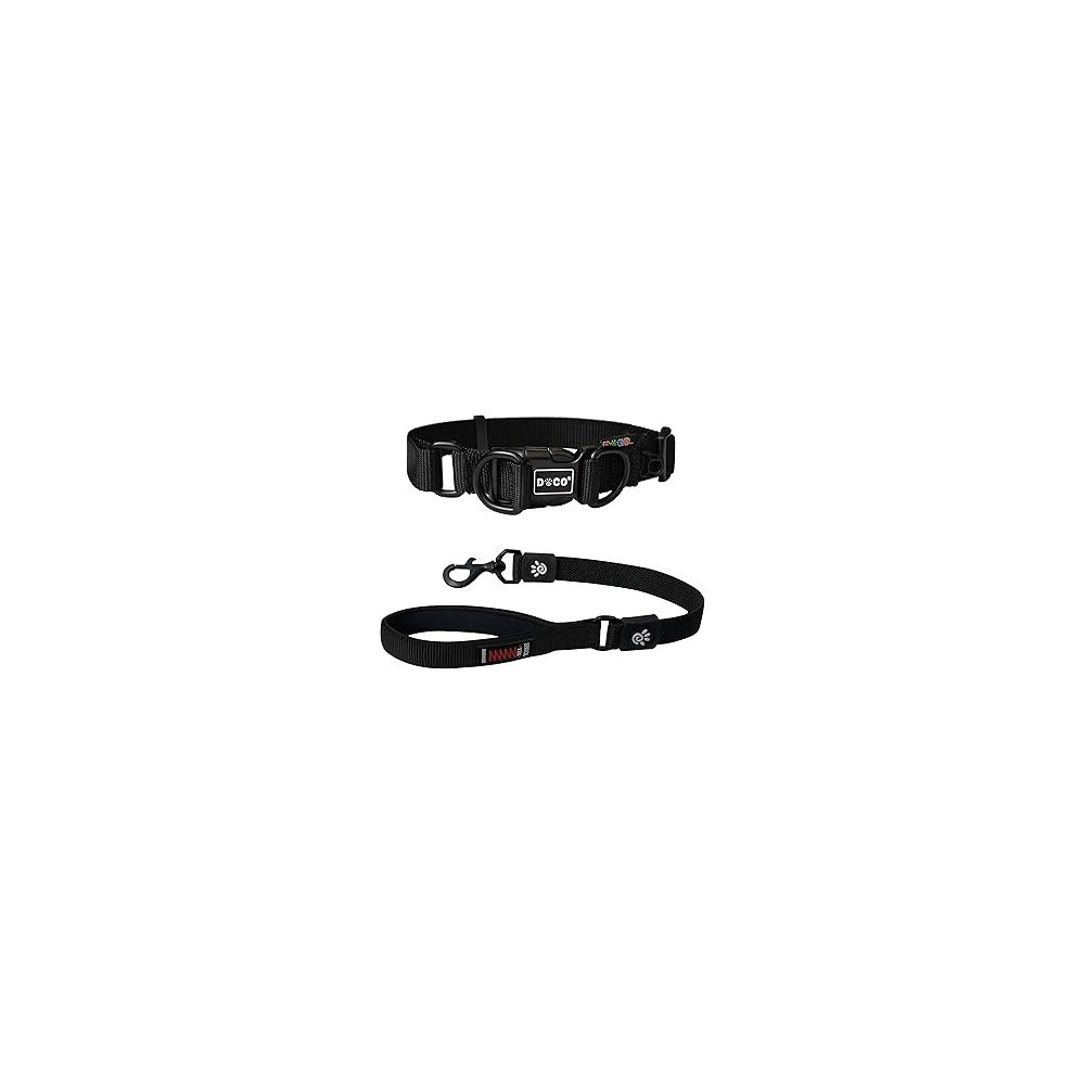 Doco Double D Ring Nylon Material Dog Collar , Black, Large