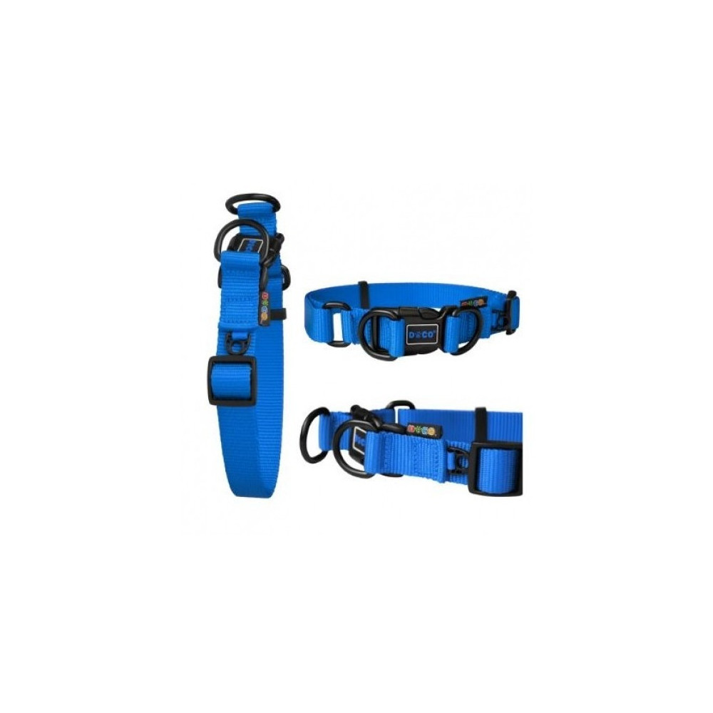 Doco Double D Ring Nylon Material Dog Collar, Blue, Large