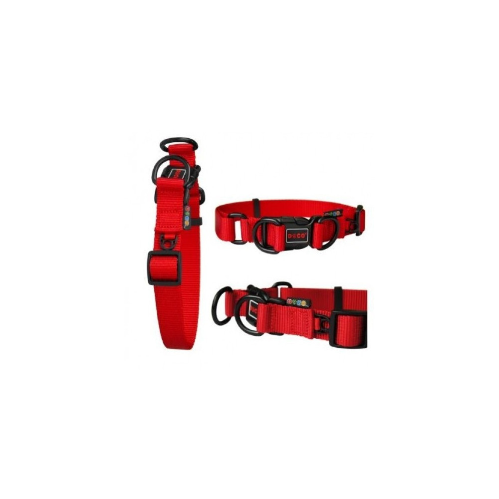 Doco Double D Ring Nylon Material Dog Collar, Large, Red
