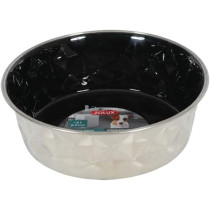 Zolux Diamonds Stainless Non-Slip Dog Bowls, Black, 1.8 Litre