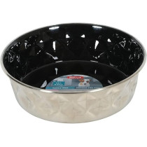 Zolux Diamonds Stainless Non-Slip Dog Bowls, Black, 2.6 Litre