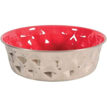 Zolux Diamonds Stainless Non-Slip Dog Bowls, Red, 2.6 Litre