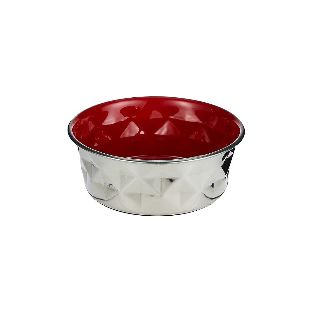 Zolux Diamonds Stainless Non-Slip Dog Bowls, Red, 550 Ml