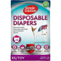Simple Solution Improved Fit Disposable Female Dog Diapers, XS, Pack Of 1, 12 Pieces