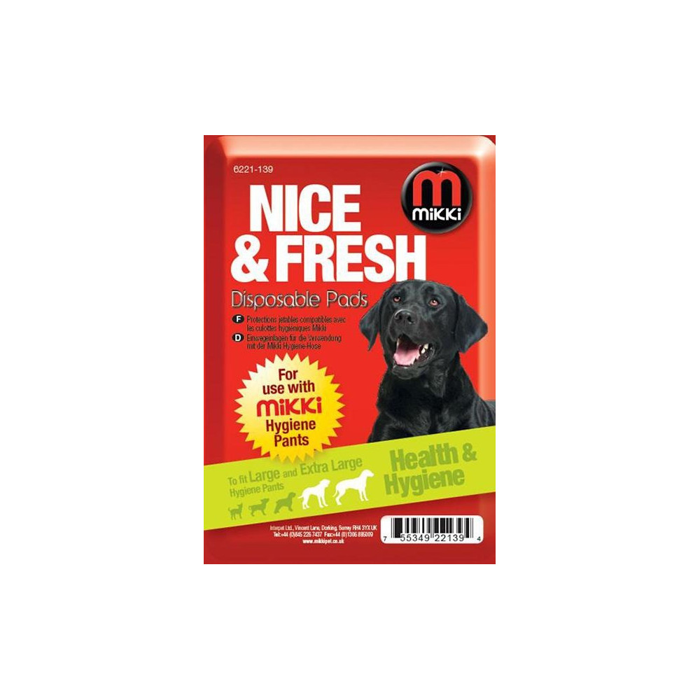 Mikki Disposable Pads For Use With Mikki Hygiene Pants For Female Dogs In Heat, L-Xl