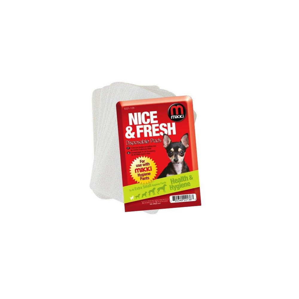 Mikki Disposable Pads For Use With Mikki Hygiene Pants For Female Dogs In Heat, XS