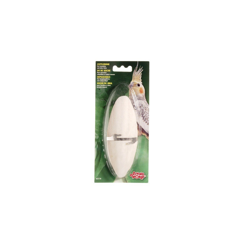 Living World Cuttlebone With Holder For Cage Bird, Large
