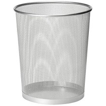 Yu Well Metal Wire Mesh Waste Basket Garbage Trash Can For Office Home Bedroom Study Room Kitchen, Silver, Round Shape, Medium