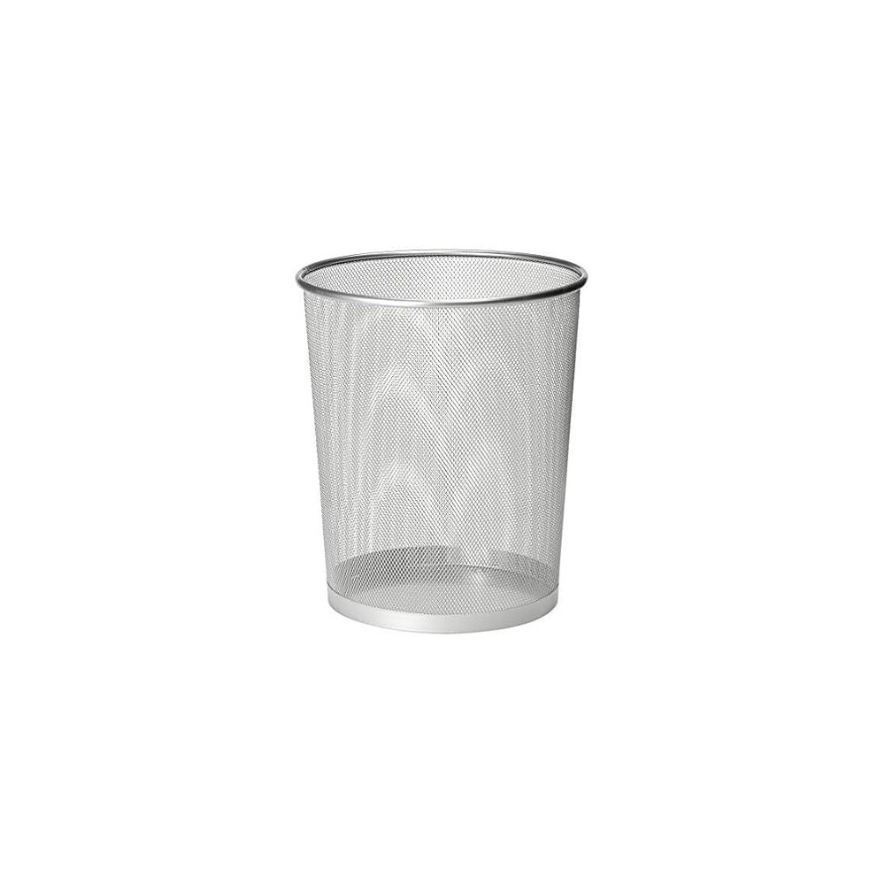 Yu Well Metal Wire Mesh Waste Basket Garbage Trash Can For Office Home Bedroom Study Room Kitchen, Silver, Round Shape, Medium