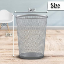 Yu Well Metal Wire Mesh Waste Basket Garbage Trash Can For Office Home Bedroom Study Room Kitchen, Silver, Round Shape, Medium