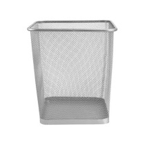 Yu Well Metal Wire Mesh Waste Basket Garbage Trash Can For Office Home Bedroom Study Room Kitchen, Silver, Square Shape, Medium