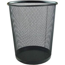 Yu Well Metal Wire Mesh Waste Basket Garbage Trash Can For Office Home Bedroom Study Room Kitchen, Black, Round Shape, Medium