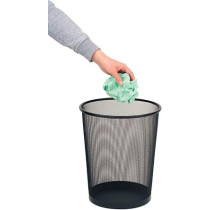 Yu Well Metal Wire Mesh Waste Basket Garbage Trash Can For Office Home Bedroom Study Room Kitchen, Black, Round Shape, Medium