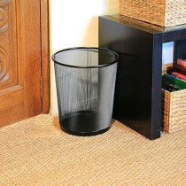 Yu Well Metal Wire Mesh Waste Basket Garbage Trash Can For Office Home Bedroom Study Room Kitchen, Black, Round Shape, Medium