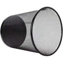 Yu Well Metal Wire Mesh Waste Basket Garbage Trash Can For Office Home Bedroom Study Room Kitchen, Black, Round Shape, Medium