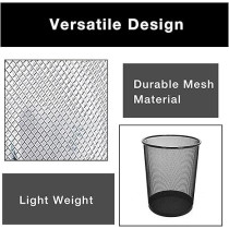 Yu Well Metal Wire Mesh Waste Basket Garbage Trash Can For Office Home Bedroom Study Room Kitchen, Black, Round Shape, Medium