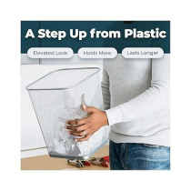 Yu Well Metal Wire Mesh Waste Basket Garbage Trash Can For Office Home Bedroom Study Room Kitchen, Silver, Square Shape, Large