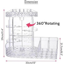 Yu Well Acrylic 360 Degree Rotating Makeup Organizer L-Shaped Adjustable Layers Large Capacity Clear Acrylic Storage Box Transparent Diamond Pattern