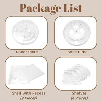 Yu Well Acrylic 360 Degree Rotating Makeup Organizer L-Shaped Adjustable Layers Large Capacity Clear Acrylic Storage Box Transparent Diamond Pattern