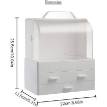 Yu Well Makeup Organizer, Large Capacity Cosmetic Organizer Storage Box Jewelry Holder Dust-Proof With Cover, Fits For Cosmetics And Makeup Accessories, White