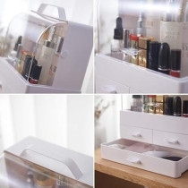 Yu Well Makeup Organizer, Large Capacity Cosmetic Organizer Storage Box Jewelry Holder Dust-Proof With Cover, Fits For Cosmetics And Makeup Accessories, White