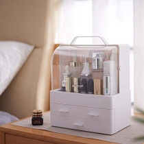 Yu Well Makeup Organizer, Large Capacity Cosmetic Organizer Storage Box Jewelry Holder Dust-Proof With Cover, Fits For Cosmetics And Makeup Accessories, White