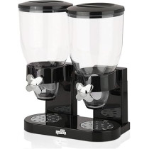 Yu Well Dual Food Dispenser, 2L Dry Food Dispenser, Grain Cereal Dispenser Countertop For Kitchen, Black