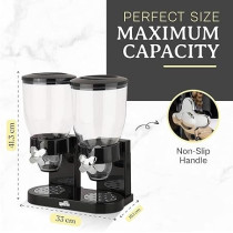 Yu Well Dual Food Dispenser, 2L Dry Food Dispenser, Grain Cereal Dispenser Countertop For Kitchen, Black