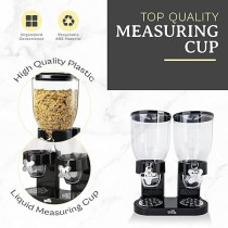 Yu Well Dual Food Dispenser, 2L Dry Food Dispenser, Grain Cereal Dispenser Countertop For Kitchen, Black