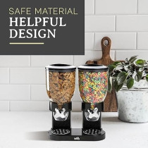 Yu Well Dual Food Dispenser, 2L Dry Food Dispenser, Grain Cereal Dispenser Countertop For Kitchen, Black