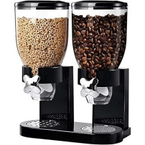 Yu Well Dual Food Dispenser, 2L Dry Food Dispenser, Grain Cereal Dispenser Countertop For Kitchen, Black