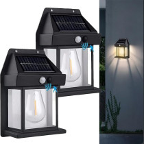 Yu Well Solar Motion Sensor Wall Lantern For Outdoor Lighting Weatherproof 3 Mode Adjustment Solar Wall Light For Villa Garden, Patio, Pathway, Model 3, 4 Pieces