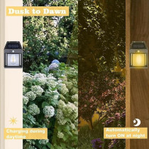 Yu Well Solar Motion Sensor Wall Lantern For Outdoor Lighting Weatherproof 3 Mode Adjustment Solar Wall Light For Villa Garden, Patio, Pathway, Model 3, 4 Pieces