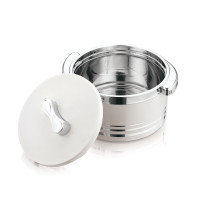 Winsor Panayaa Thermo Container, 3300ml- Stainless Steel Insulated Hot Pot Thermal Food Storage Containers Warmers, Silver/White, WPY3008