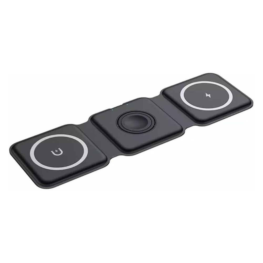 Yu Well 3 In 1 Magnetic Foldable Wireless Charging Station For Smart Phones, Airpods And Iwatch, Black