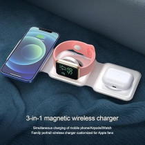 Yu Well 3 In 1 Magnetic Foldable Wireless Charging Station For Smart Phones, Airpods And Iwatch, Black