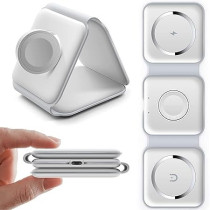 Yu Well 3 In 1 Magnetic Foldable Wireless Charging Station For Smart Phones, Airpods And Iwatch, White
