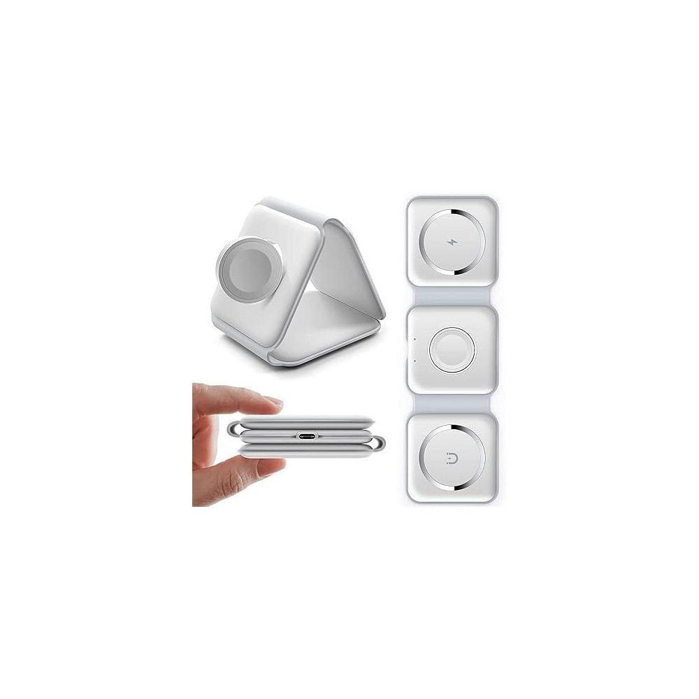 Yu Well 3 In 1 Magnetic Foldable Wireless Charging Station For Smart Phones, Airpods And Iwatch, White