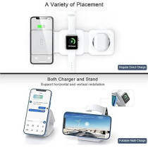 Yu Well 3 In 1 Magnetic Foldable Wireless Charging Station For Smart Phones, Airpods And Iwatch, White