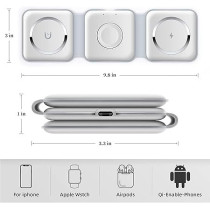 Yu Well 3 In 1 Magnetic Foldable Wireless Charging Station For Smart Phones, Airpods And Iwatch, White