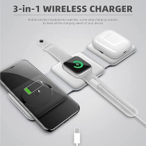 Yu Well 3 In 1 Magnetic Foldable Wireless Charging Station For Smart Phones, Airpods And Iwatch, White